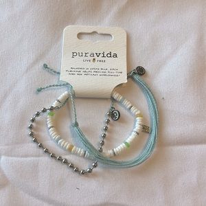 Pura Vida 3 Bracelet Monthly Pack silver pooka shell NWT
